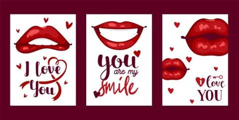 Lip vector pattern cartoon beautiful red lips in kiss or smile fashion lipstick Stockillustratie