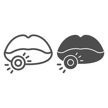 Lip woundline and solid icon, health concept, lip wound sign on white background Illustrazione stock