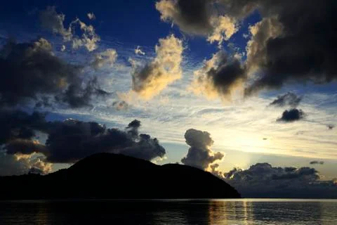 Lipari Island with dramatic cloud atmosphere Lipari Islands Italy Europe Stock Photos