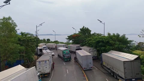 Lipata, Philippines 2025/22/07 Stranded Goods Vehicles Stock Footage 313525908