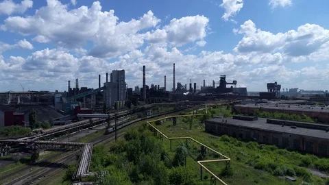 Lipetsk, Russia - July 11. 2017: Metallurgical plant NLMK Group. General view Stock Footage