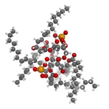 Lipid a bacterial endotoxin, molecular model Illustrazione stock