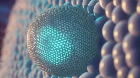 Lipid nanoparticle fusing with cell membrane to release mRNA Stock Footage 331860218