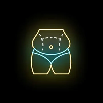 Liposuction surgery neon light icon concept Stock Illustration