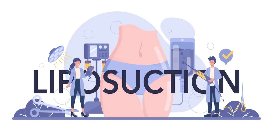 Liposuction surgery typographic header. Idea of body correction. Illustrazione stock