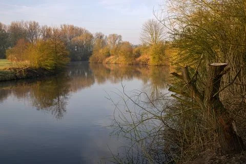 Lippe river close to Hamm, North Rhine Westphalia, Germany Fotos de archivo