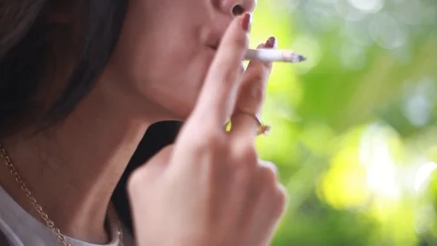 Lips and Cigarette Stock Footage 107601230