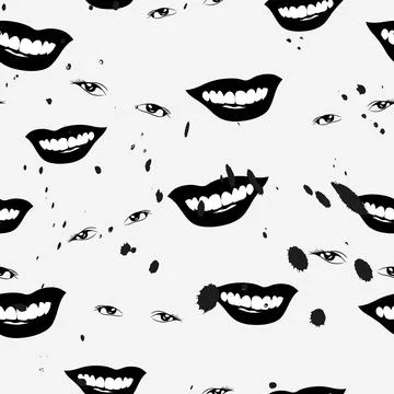 Lips and eyes seamless pattern. Illustrazione stock