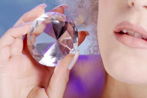 Lips and hands with diamond Foto stock