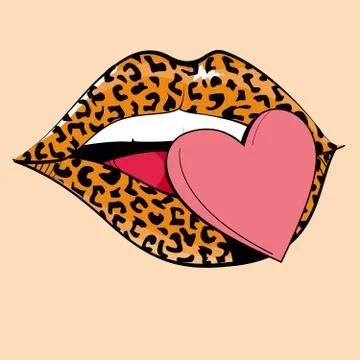Lips and heart on light background	 Stock Illustration