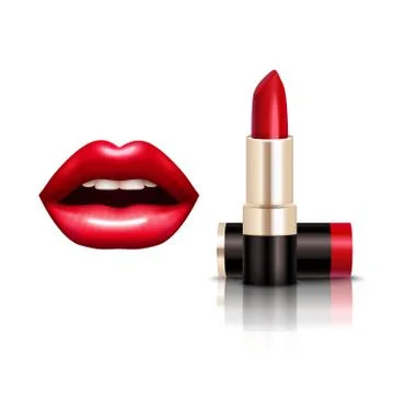 Lips And Lipstick Set Stock Illustration