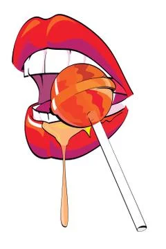 Lips and lollipop Stock Illustration