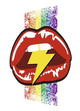 Lips and rainbow Stock Illustration