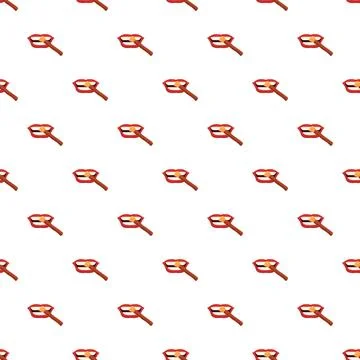 Lips applying makeup brush seamless pattern background Stock Illustration