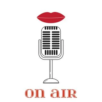 Lips are talking to the microphone Stock Illustration