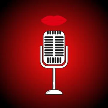 Lips are talking to the microphone Stock Illustration