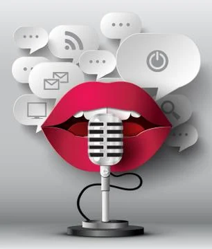 Lips are talking to the microphone. Stock Illustration