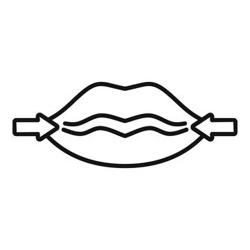 Lips with arrows showing speech therapy articulation concept Illustrazione stock