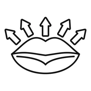 Lips with arrows symbolizing sound waves or speech icon Illustrazione stock