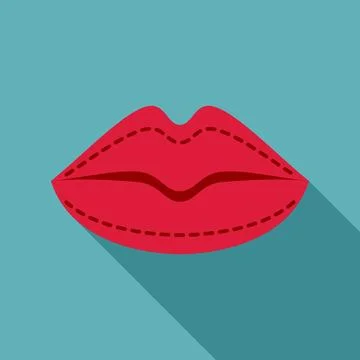 Lips augmentation plastic surgery flat stylised illustration Illustrazione stock