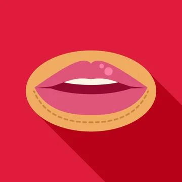 Lips augmentation procedure illustration with dotted lines Illustrazione stock