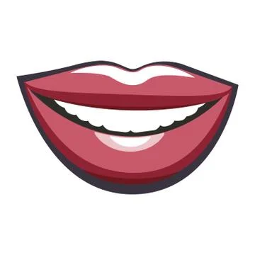 Lips biting retro icon isolated on white background. Vector illustration. Stock Illustration