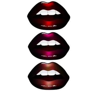 Lips black glossy icon Stock Illustration