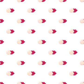 Lips blowing bubble gum seamless pattern Illustrazione stock