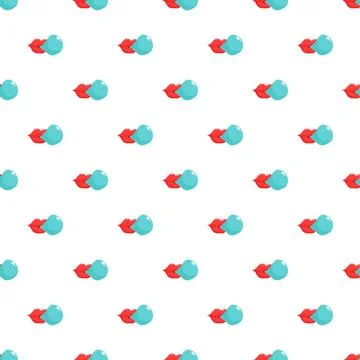 Lips blowing bubble gum seamless pop art pattern Stock Illustration