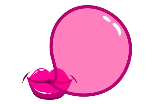 Lips blowing a bubblegum bubble. Vector illustration Stock Illustration
