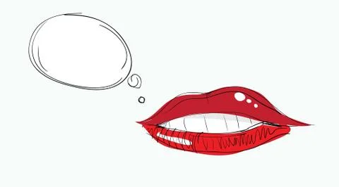 Lips with bubble speech isolated 스톡 일러스트