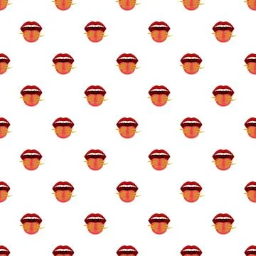 Lips with burning tongue seamless repeating pattern Stock Illustration