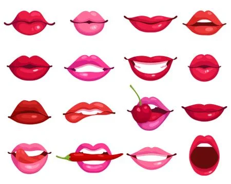 Lips Cartoon Set Stock Illustration