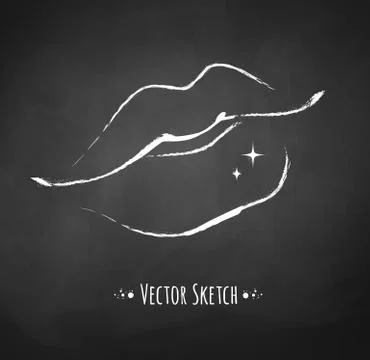 Lips. Chalked sketch Stock Illustration