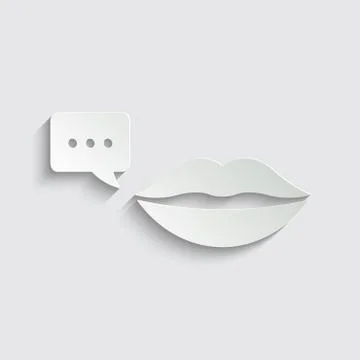 Lips with chat icon. Lips symbol for web design Stock Illustration