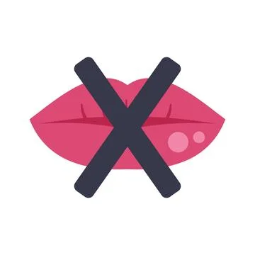 Lips crossed out symbolizing silence and no speaking Illustration