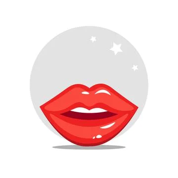 Lips design element for illustration. flat icon Stock Illustration