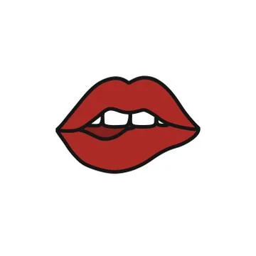 Lips doodle icon, vector color illustration Stock Illustration
