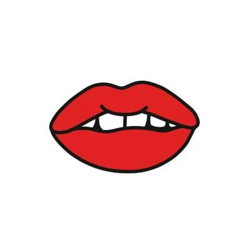 Lips doodle icon, vector illustration Stock Illustration
