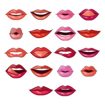 Lips Expressions and Shapes Stock Illustration