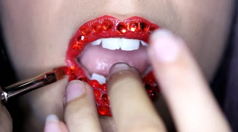 LIPS - Fixing makup Stock Footage 22360202