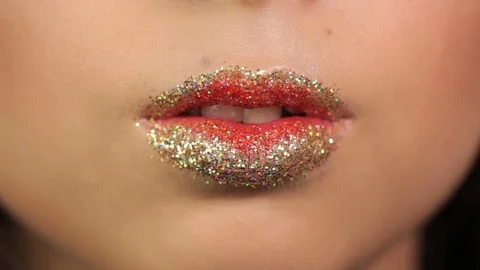 Lips in glitter Stock-Footage 82850775