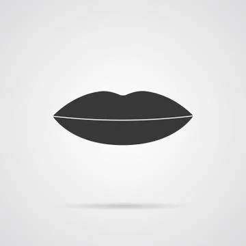 Lips Grey Vector Icon with Shadow Stock Illustration