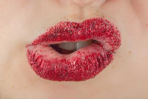 Lips grimace close-up Photos