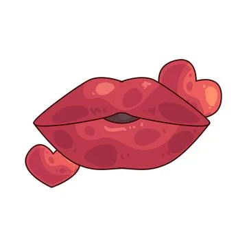 Lips with hearts illustration Ilustración de archivo