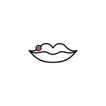 Lips herpes icon line. Cold sore inflammation. Vector on isolated white backg Stock Illustration