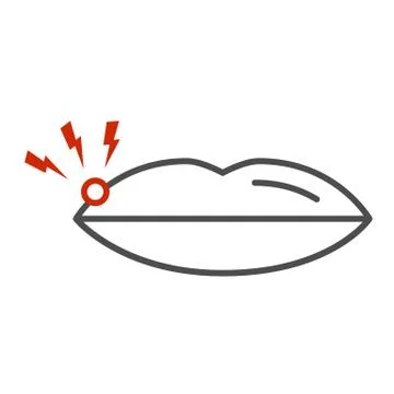 Lips with herpes thin line icon, healthcare concept, mouth sores sign on white Stock Illustration