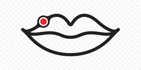 Lips herpes vector icon, cold sore inflammation red circle sign for medicine  Illustrazione stock