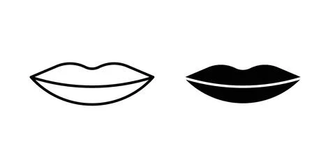 Lips icon in black and white. vector icon pack for websites Stockillustratie