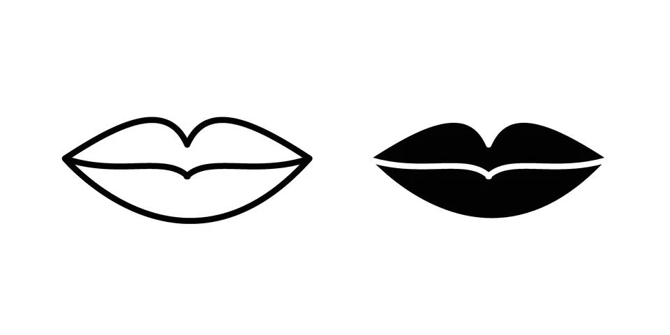 Lips icon black vector isolated on white Stockillustratie